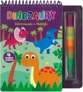 Okładka produktu praca zbiorowa - Dinozaury. Kolorowanki, naklejki, 4 neonowe markery