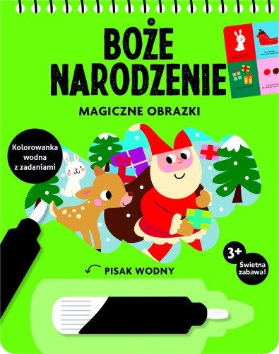 Boże Narodzenie. Magiczne obrazki. Kolorowanka wodna z zadaniami